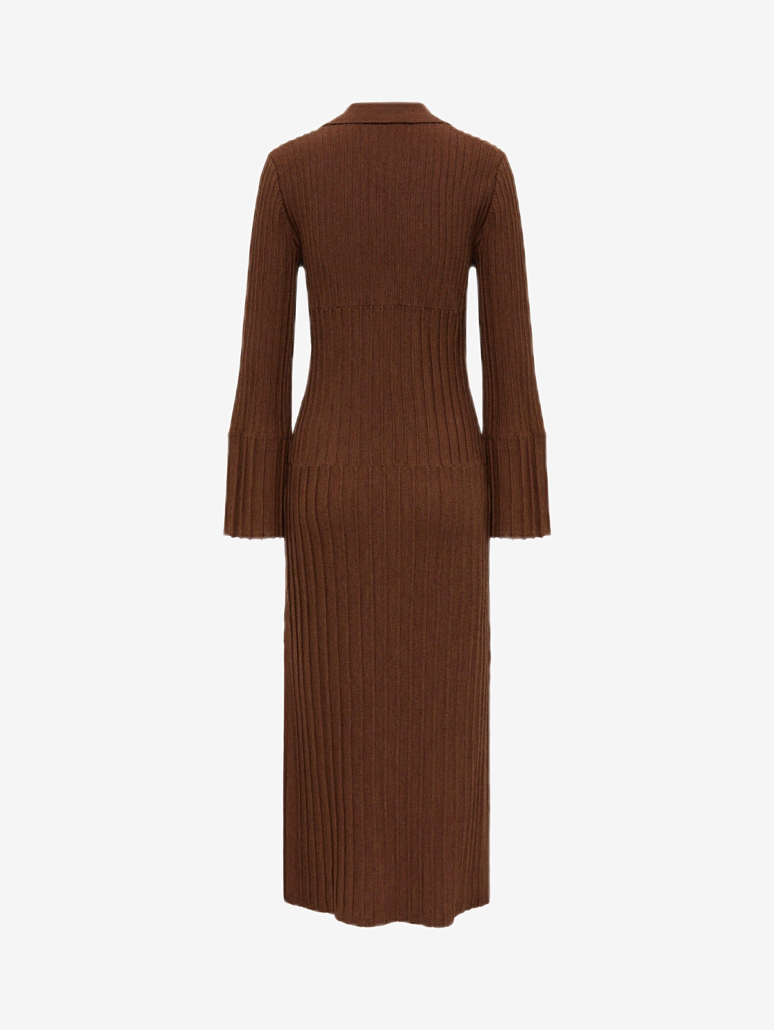 Engineered Rib Polo Dress Knitwear Iris and Wool 