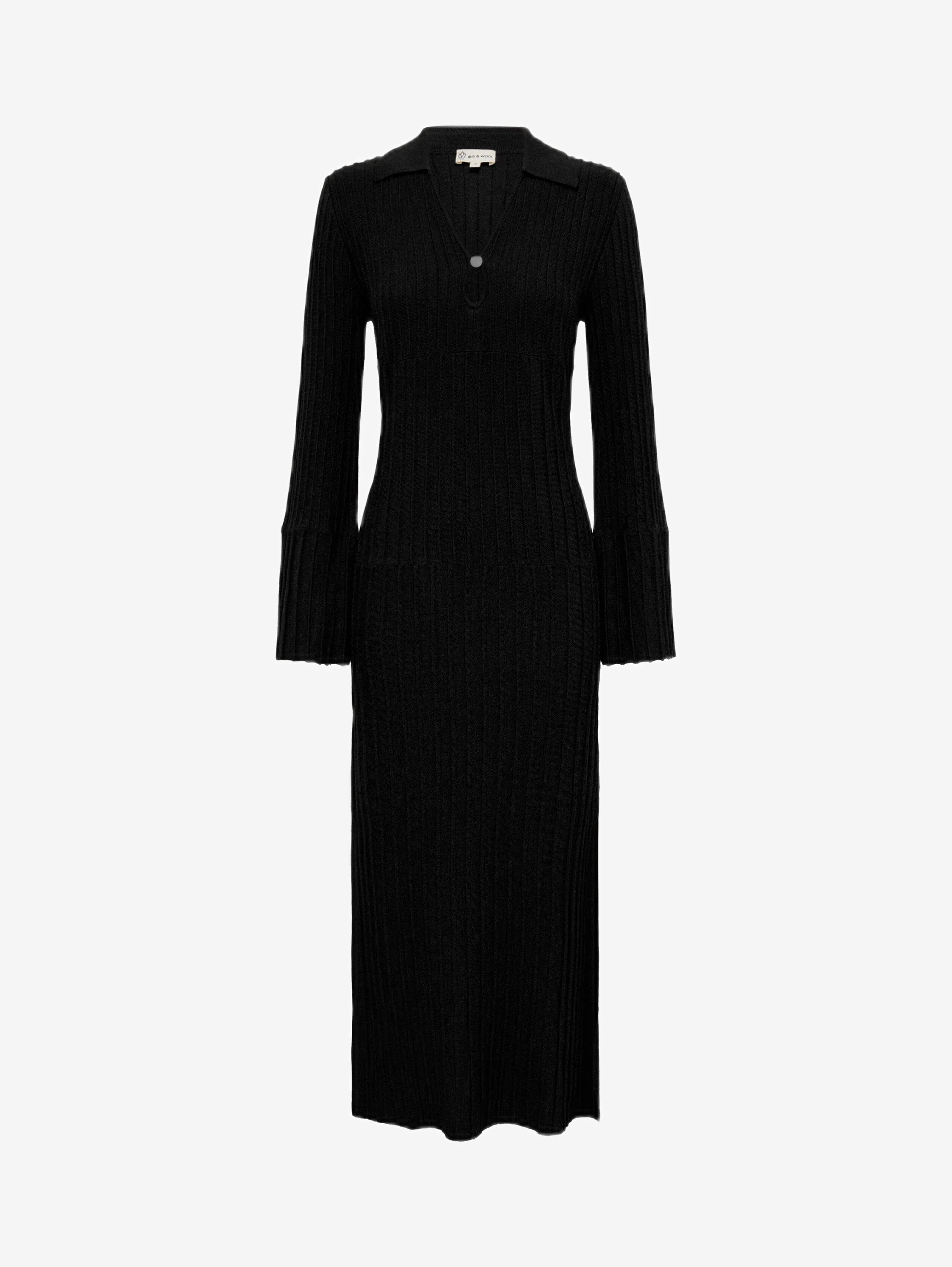 Engineered Rib Polo Dress Knitwear Iris and Wool 