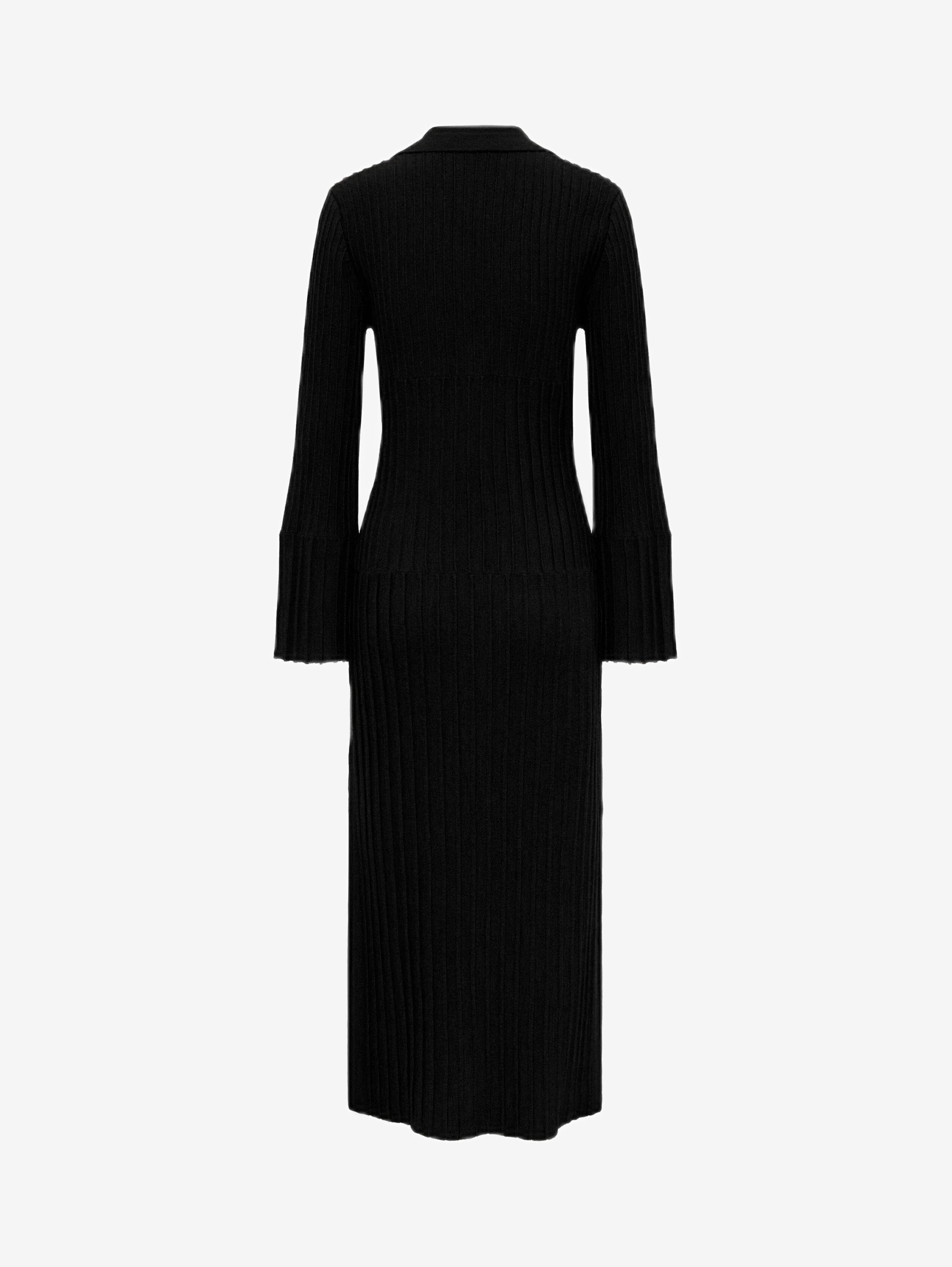 Engineered Rib Polo Dress Knitwear Iris and Wool 