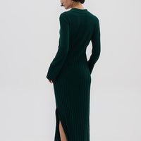 Engineered Rib Polo Dress Knitwear Iris and Wool 