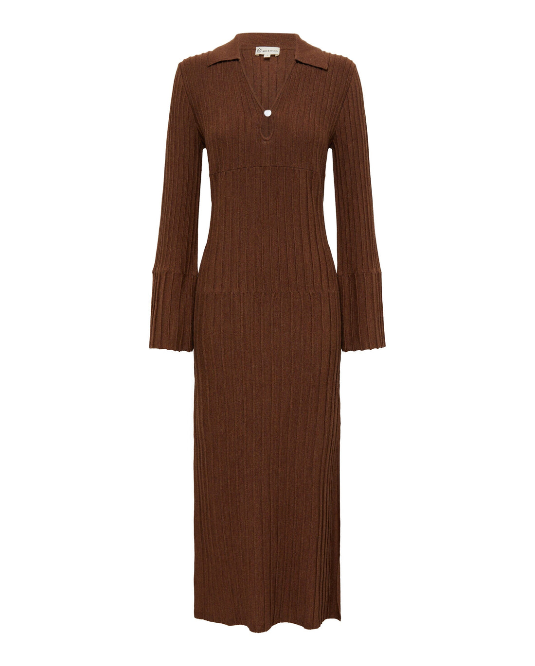 Engineered Rib Polo Dress Knitwear Iris and Wool 