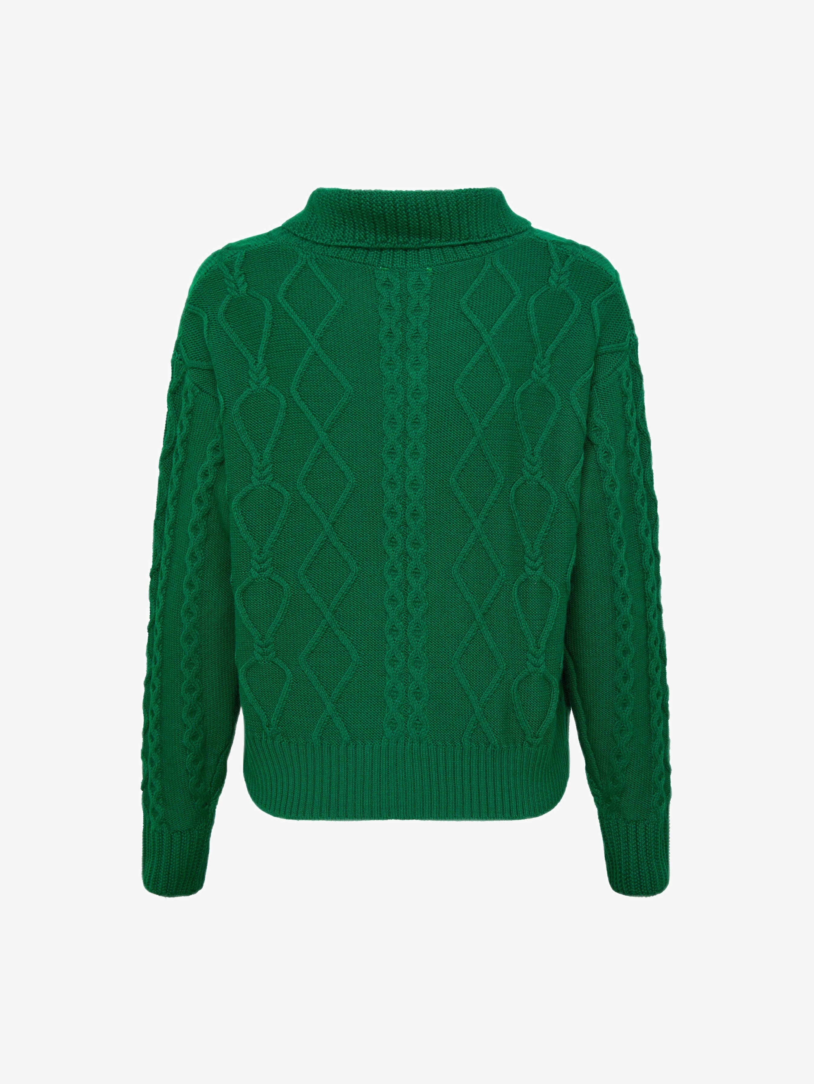 Heart Cable Button Neck Knitwear Iris and Wool 