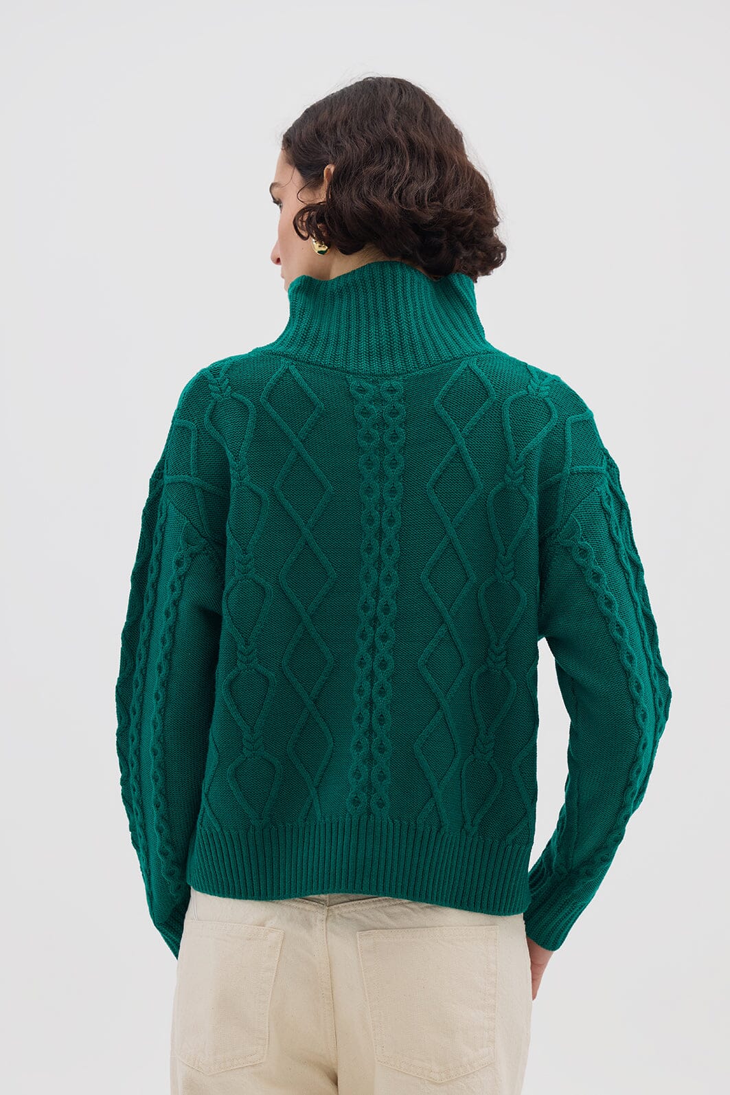 Heart Cable Button Neck Knitwear Iris and Wool 