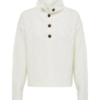 Heart Cable Button Neck Knitwear Iris and Wool 