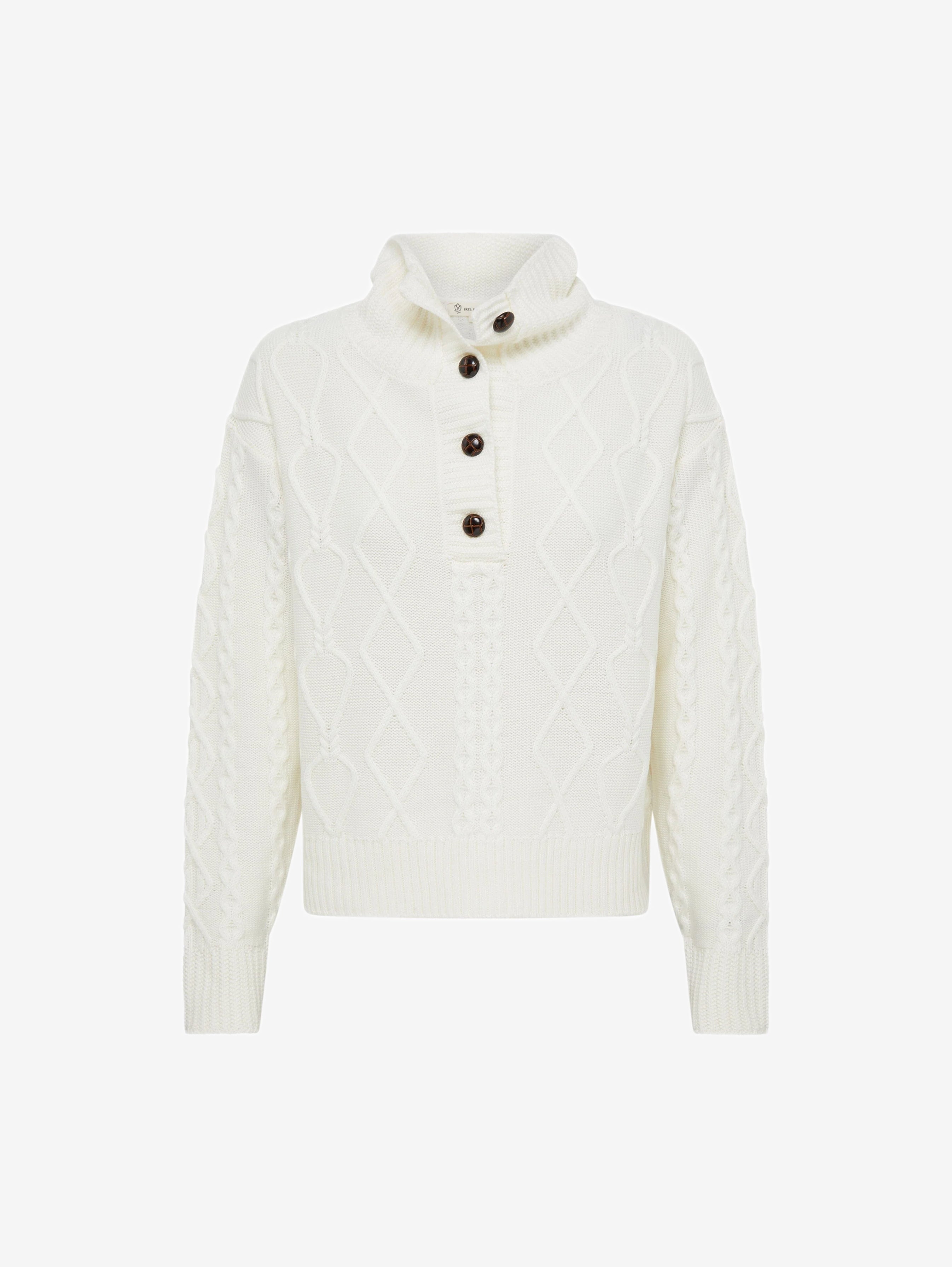 Heart Cable Button Neck