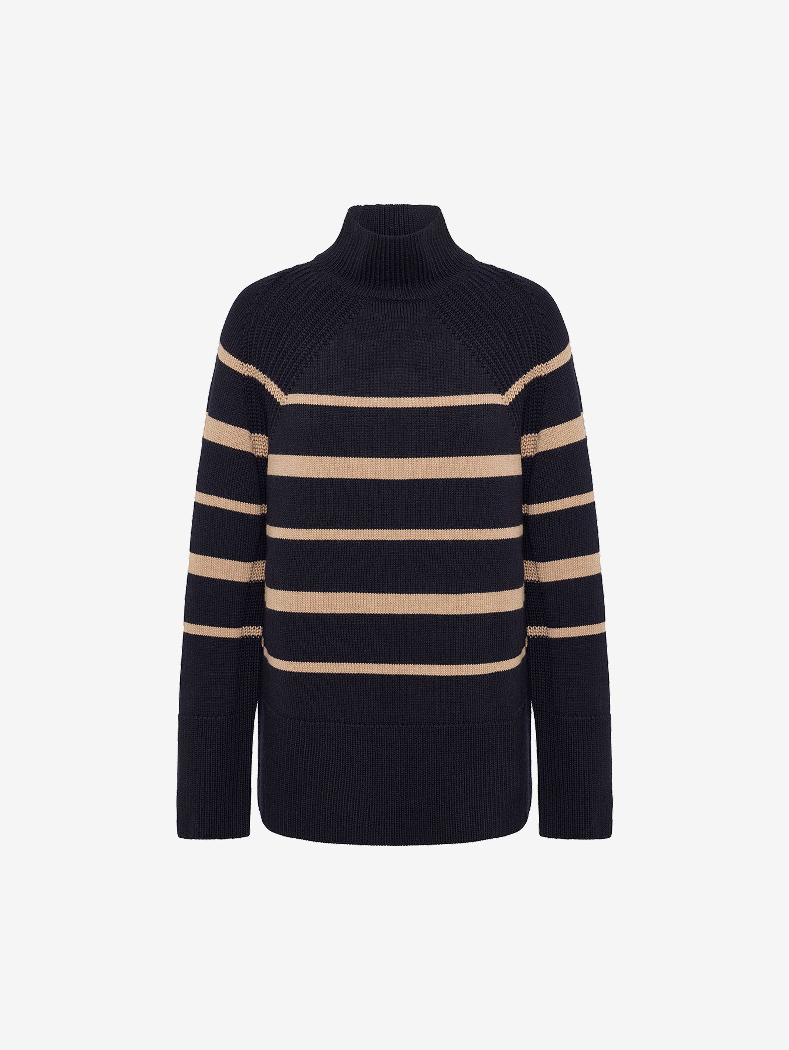 High Neck Stripe Sweater Knitwear Iris and Wool 