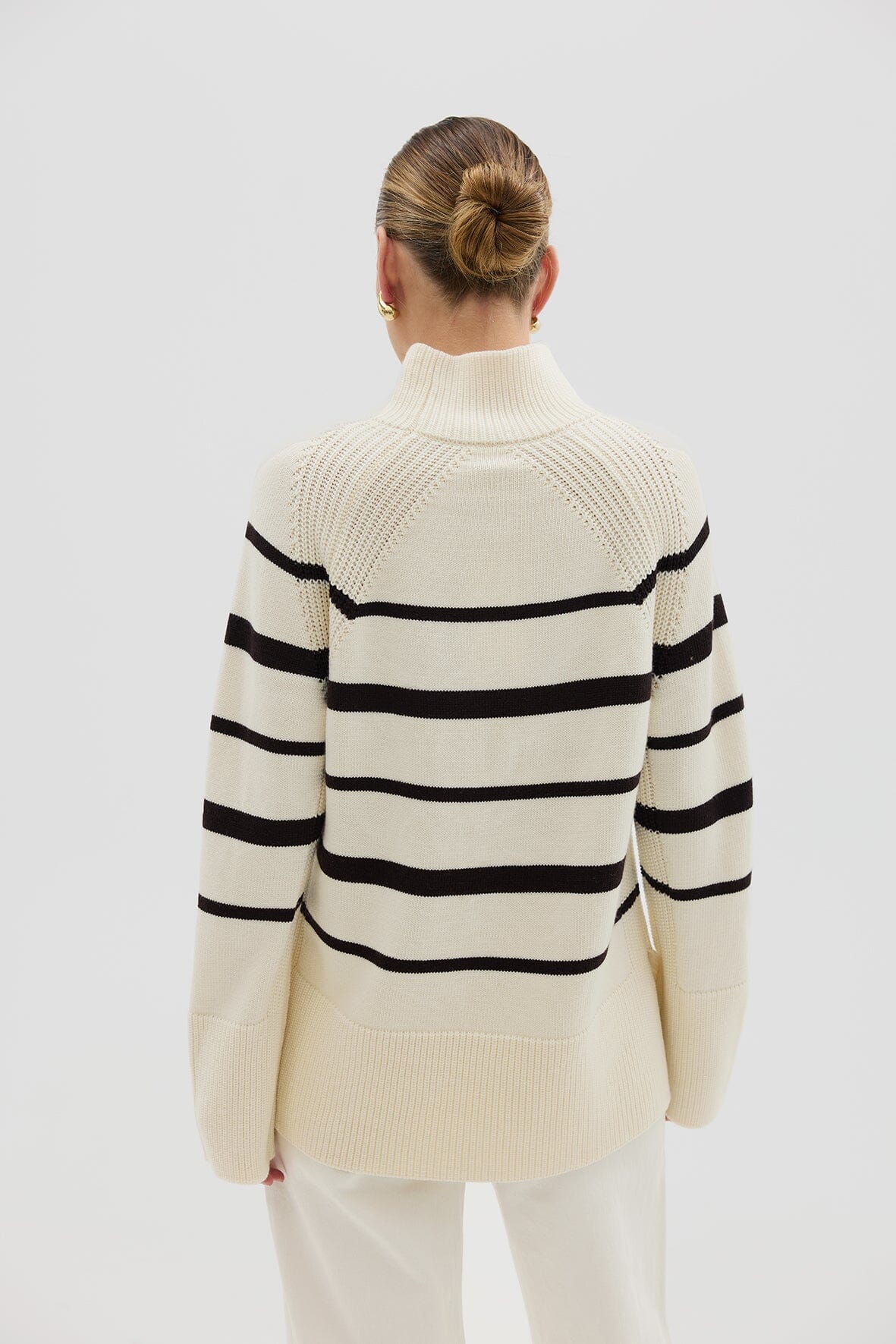 High Neck Stripe Sweater Knitwear Iris and Wool 