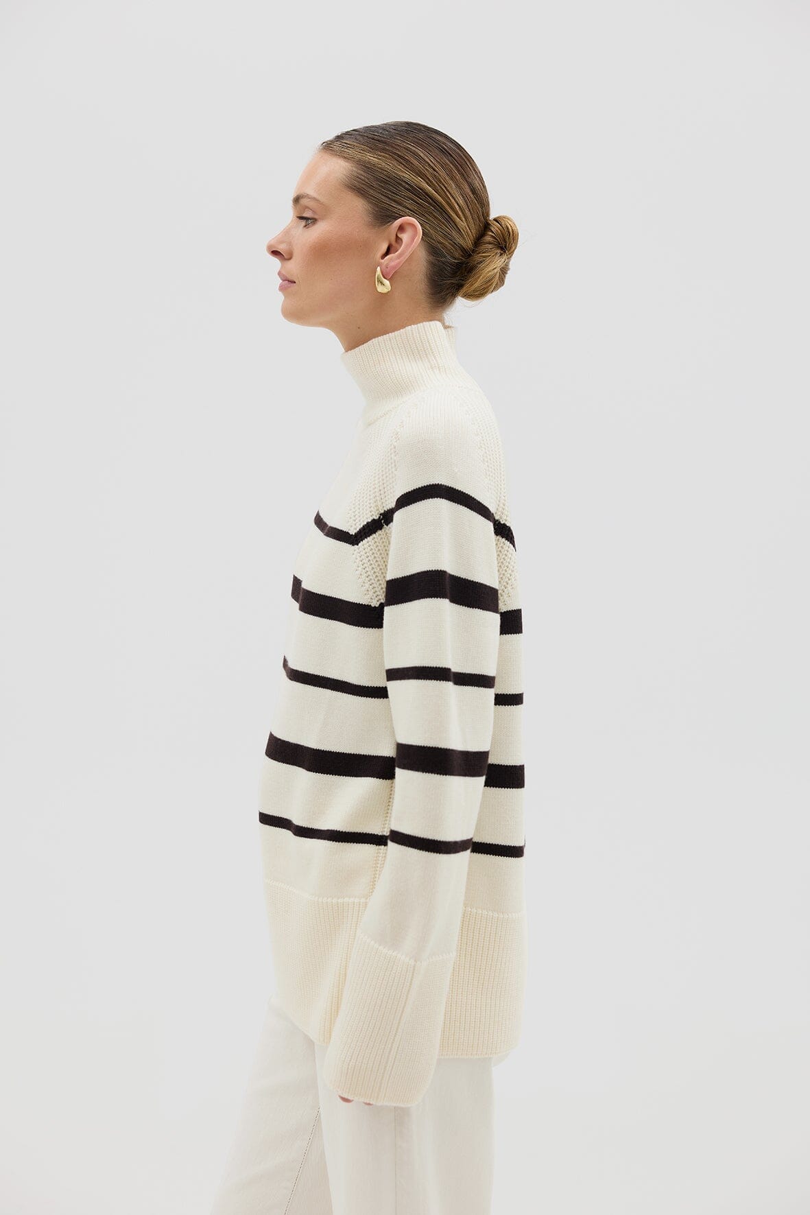 High Neck Stripe Sweater Knitwear Iris and Wool 