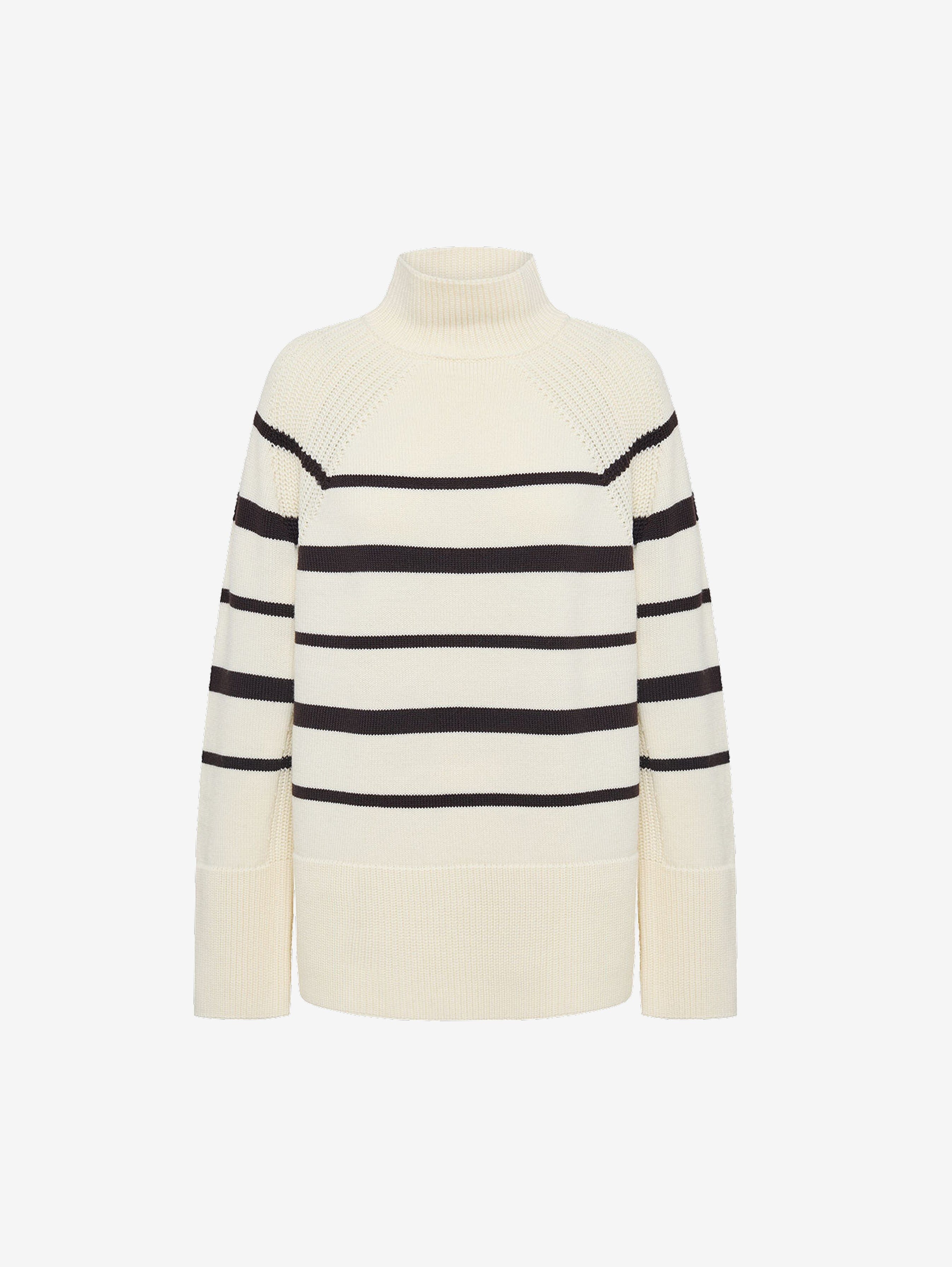High Neck Stripe Sweater Knitwear Iris and Wool 