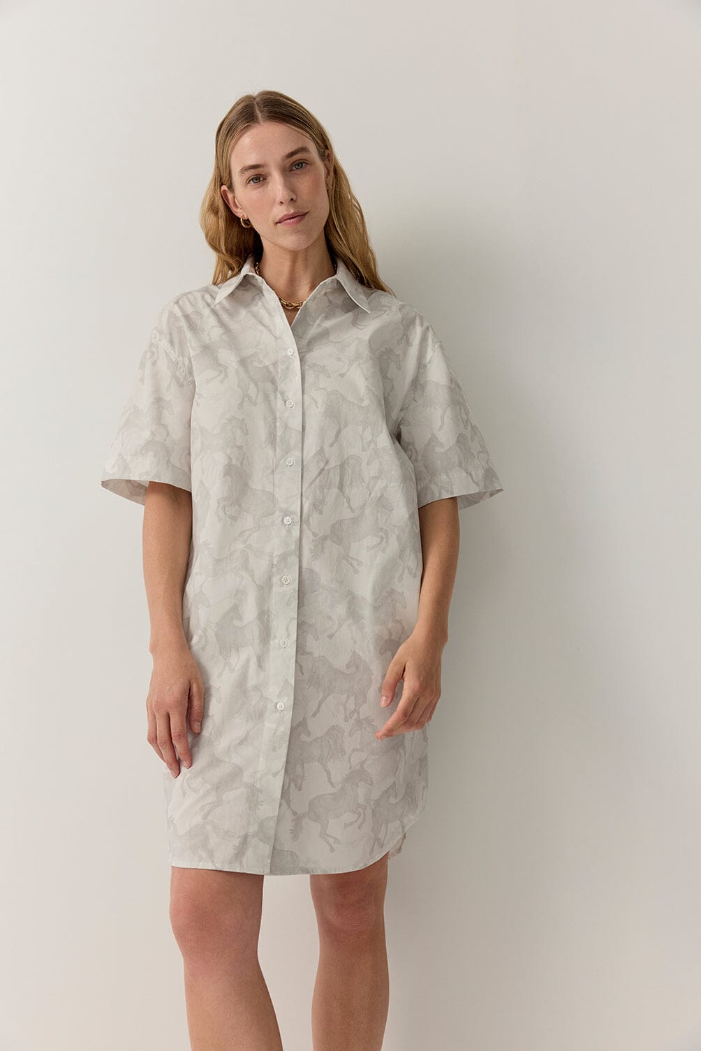 Horse Print Shirt Dress Dresses Iris and Wool 
