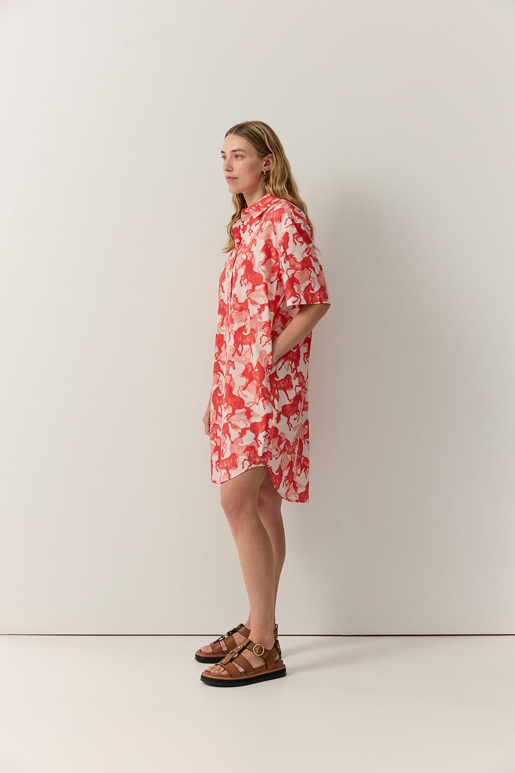 Horse Print Shirt Dress Dresses Iris and Wool 