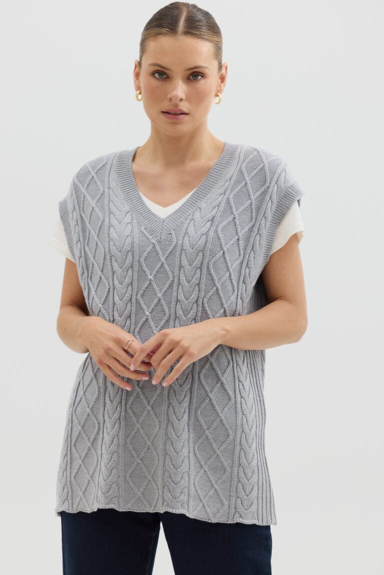 Longline Vest Knitwear Iris and Wool 