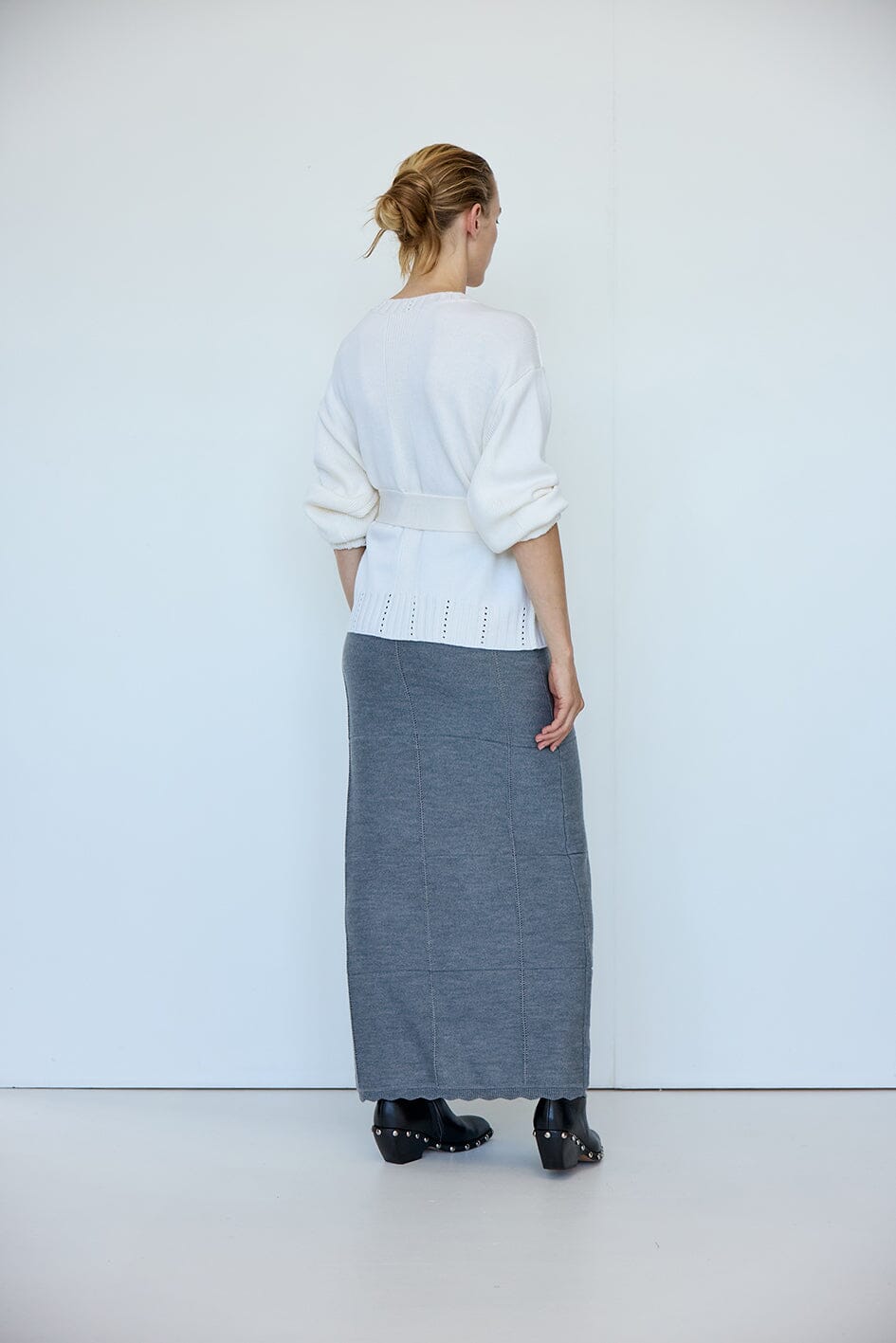Pointelle Patterned Oversized Cardigan Iris and Wool 