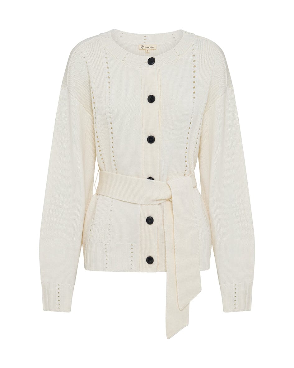 Pointelle Patterned Oversized Cardigan Iris and Wool 
