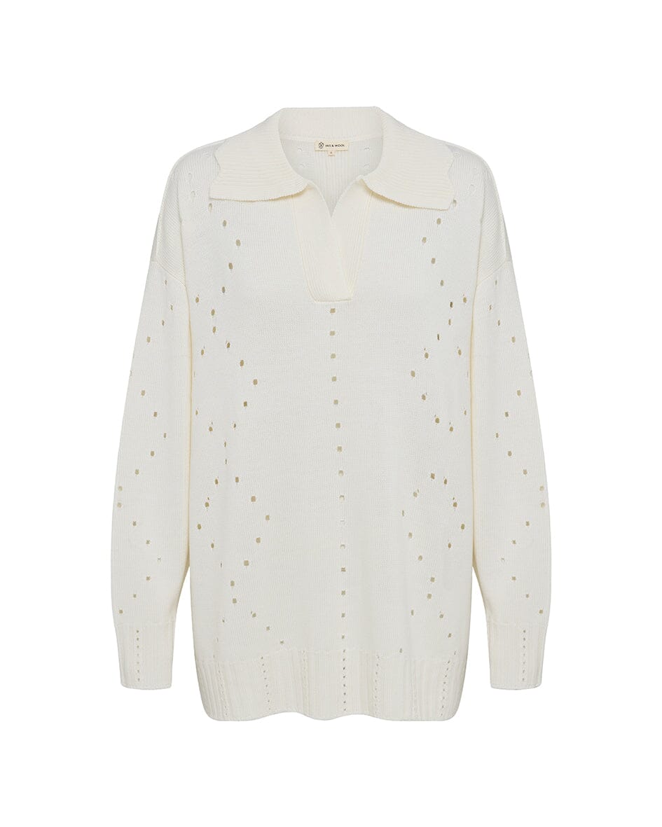 Pointelle Patterned Oversized Sweater Iris and Wool 