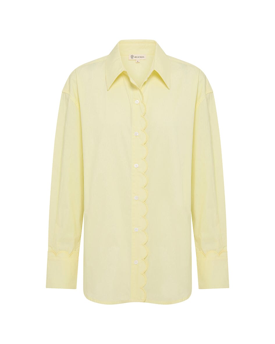 Poplin Scallop Edge Shirt Iris and Wool 