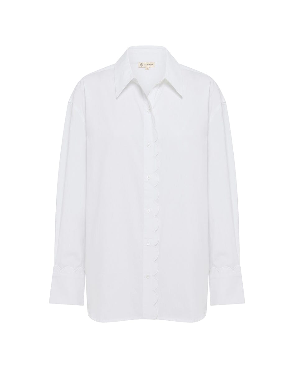 Poplin Scallop Edge Shirt Iris and Wool 