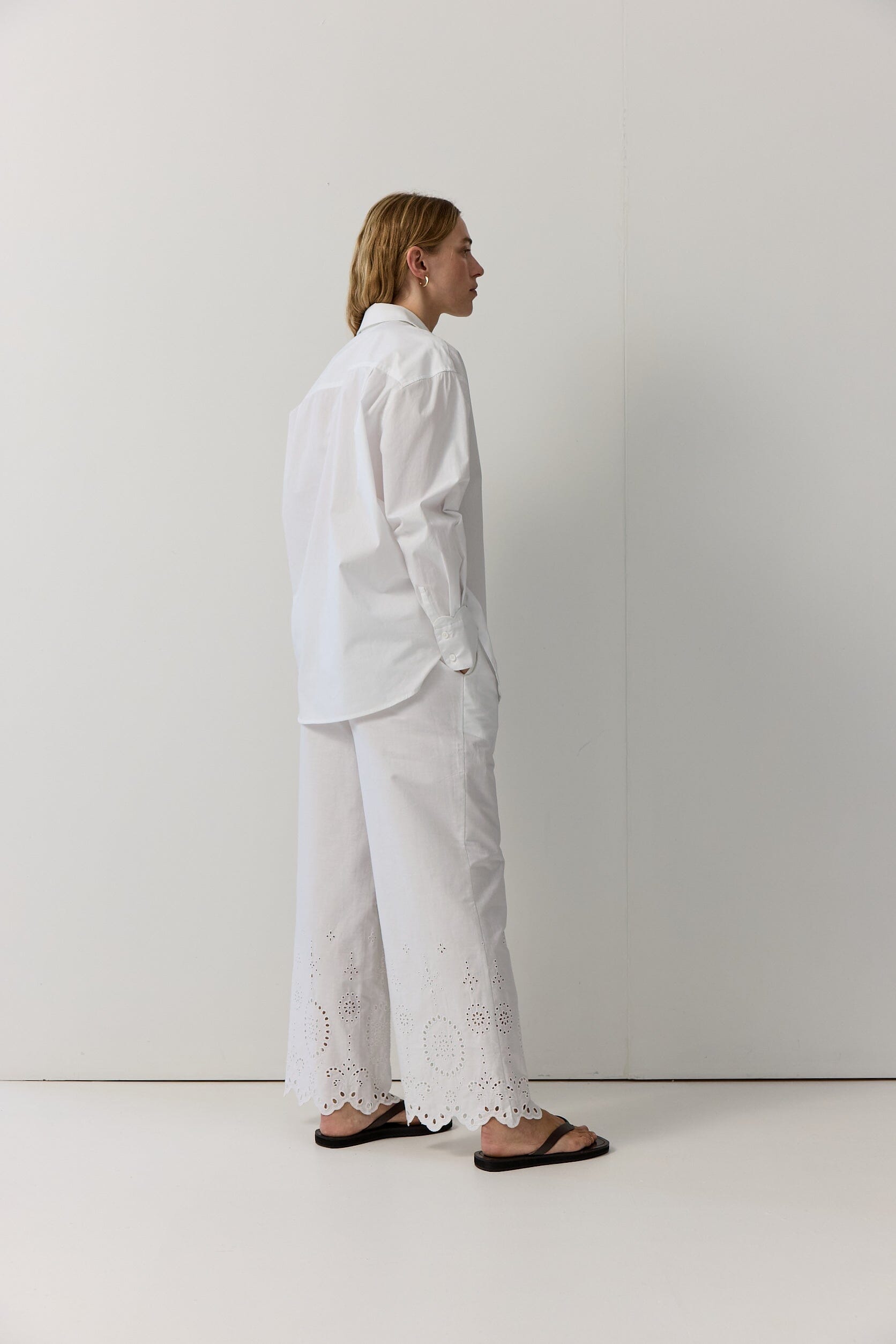 Poplin Scallop Edge Shirt Iris and Wool 
