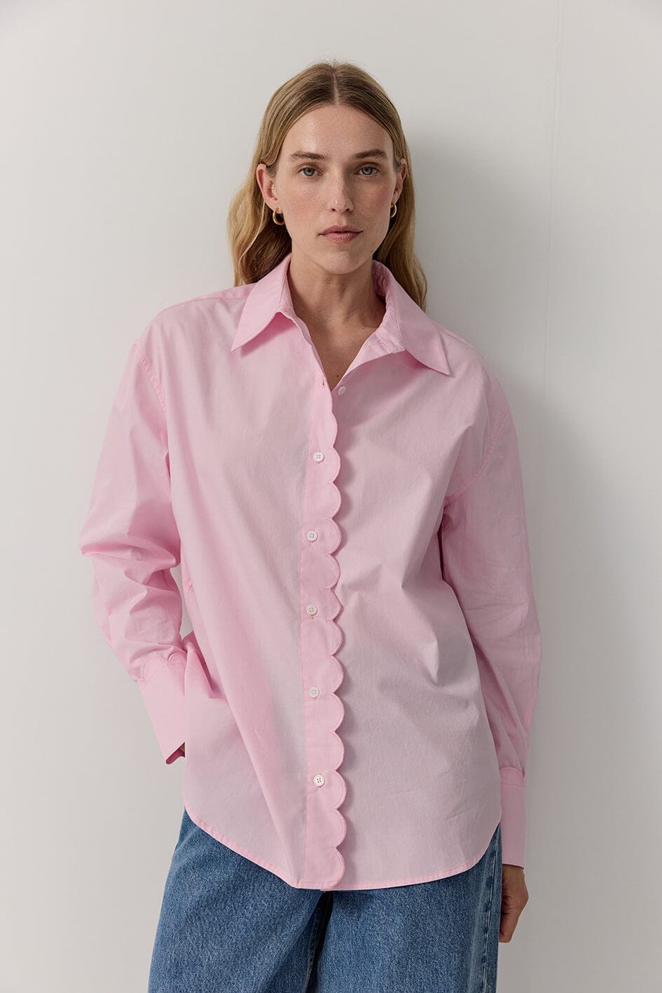 Poplin Scallop Edge Shirt Shirts & Tops Iris and Wool 