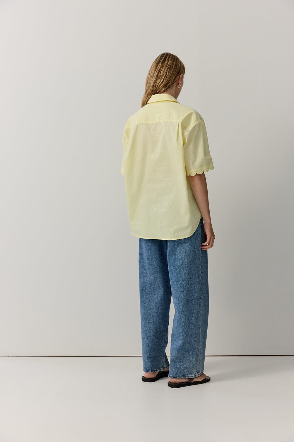 Poplin Scallop Edge Short Sleeve Shirt Shirts & Tops Iris and Wool 