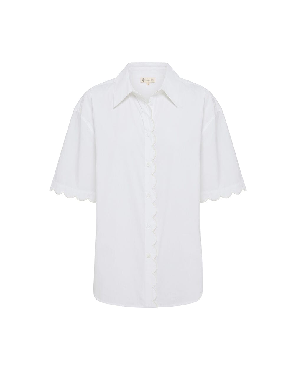 Poplin Scallop Edge Short Sleeve Shirt Shirts & Tops Iris and Wool 