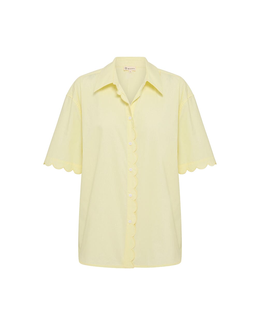 Poplin Scallop Edge Short Sleeve Shirt Shirts & Tops Iris and Wool 