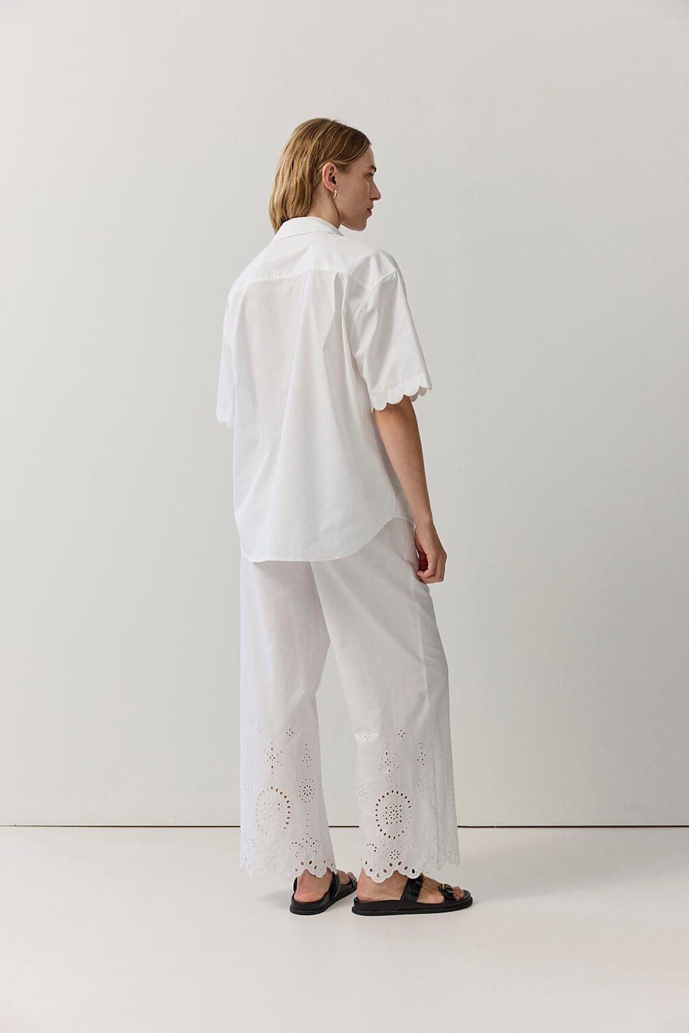 Poplin Scallop Edge Short Sleeve Shirt Shirts & Tops Iris and Wool 