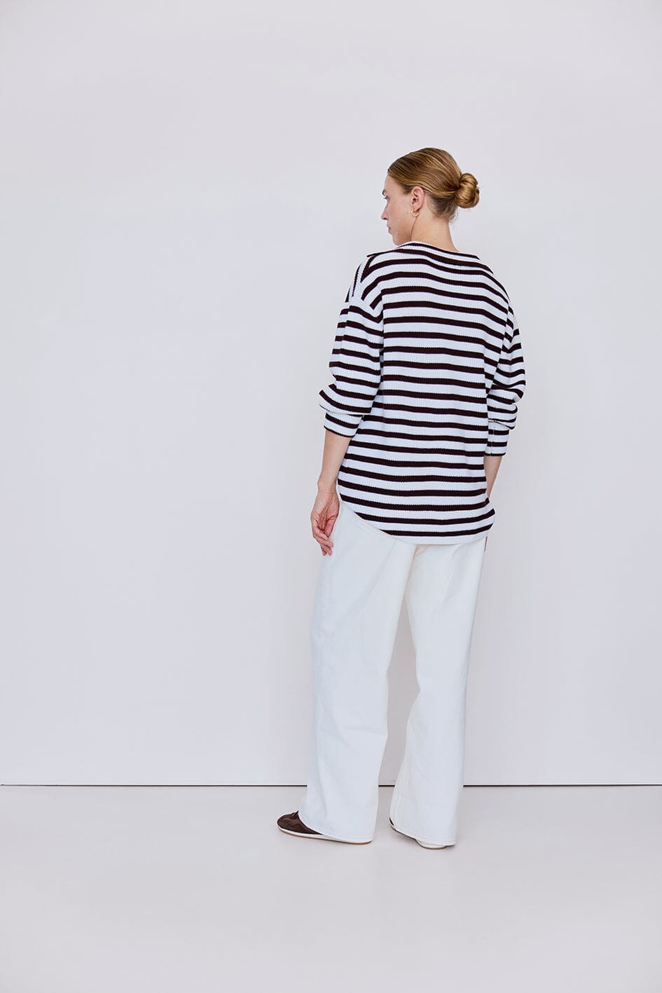 PRE ORDER Stripe Crochet Inset Sweater Iris and Wool 