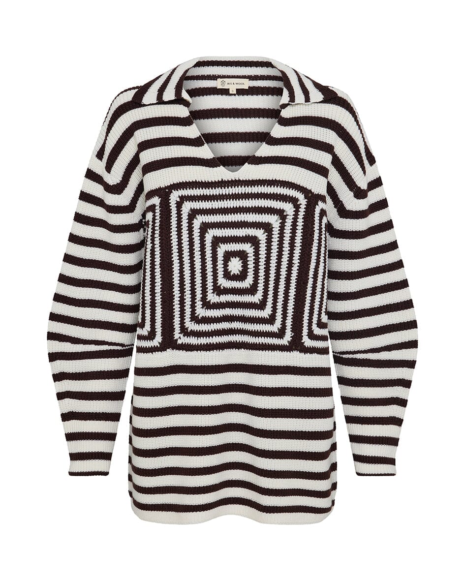 PRE ORDER Stripe Crochet Inset Sweater Iris and Wool 