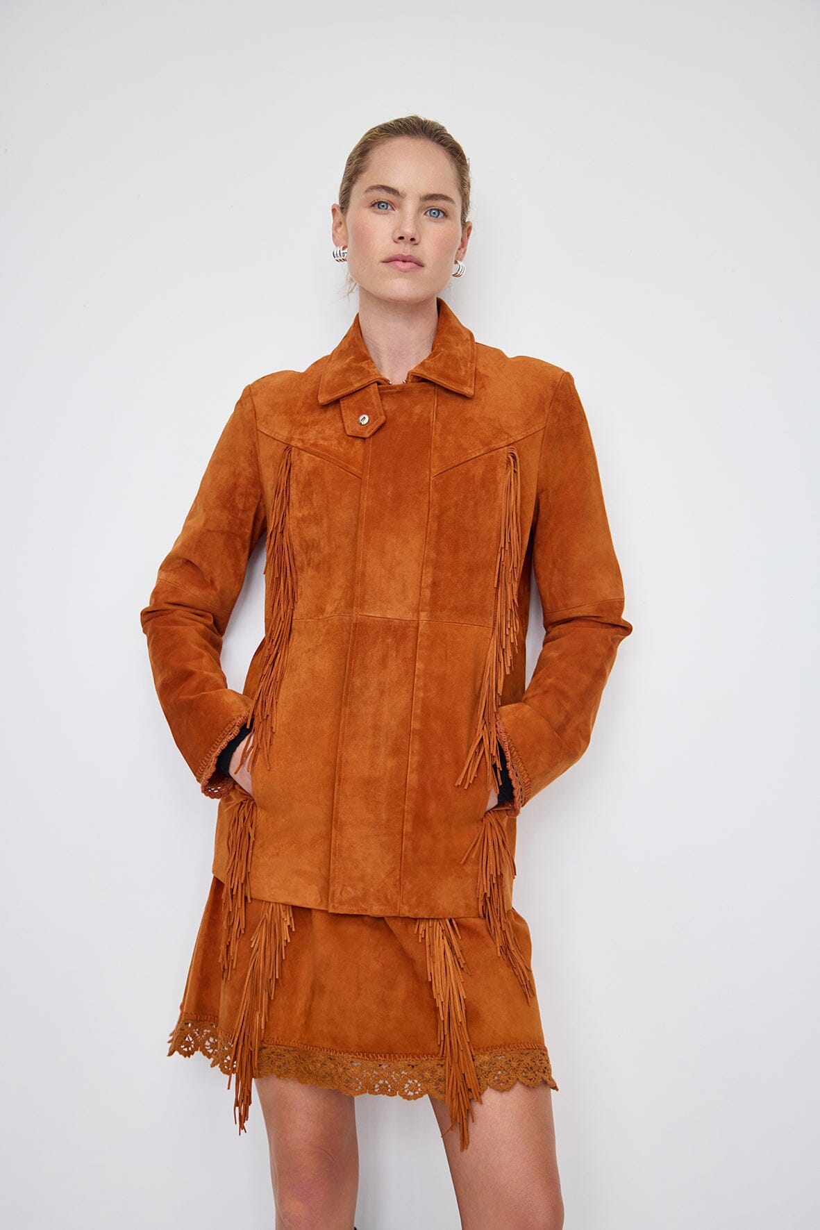 Preorder - Fringe Suede Jacket Iris and Wool 