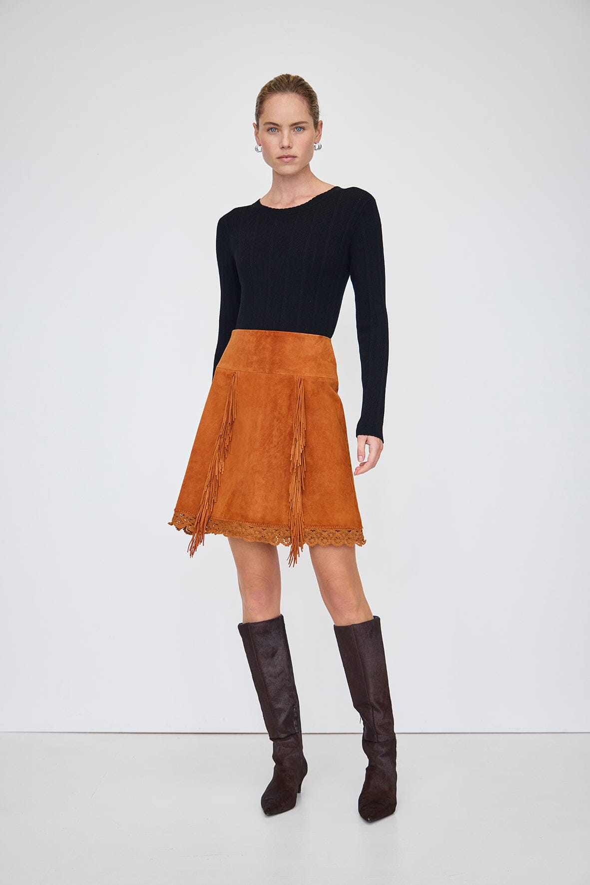 Preorder - Fringe Suede Skirt Iris and Wool 