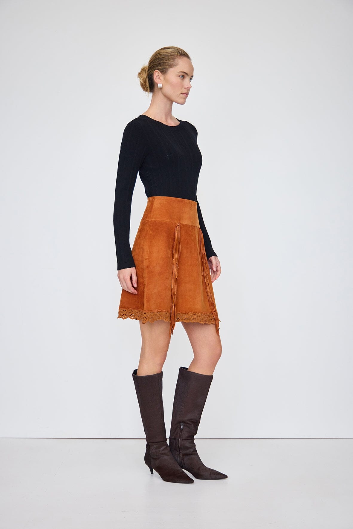 Preorder - Fringe Suede Skirt Iris and Wool 