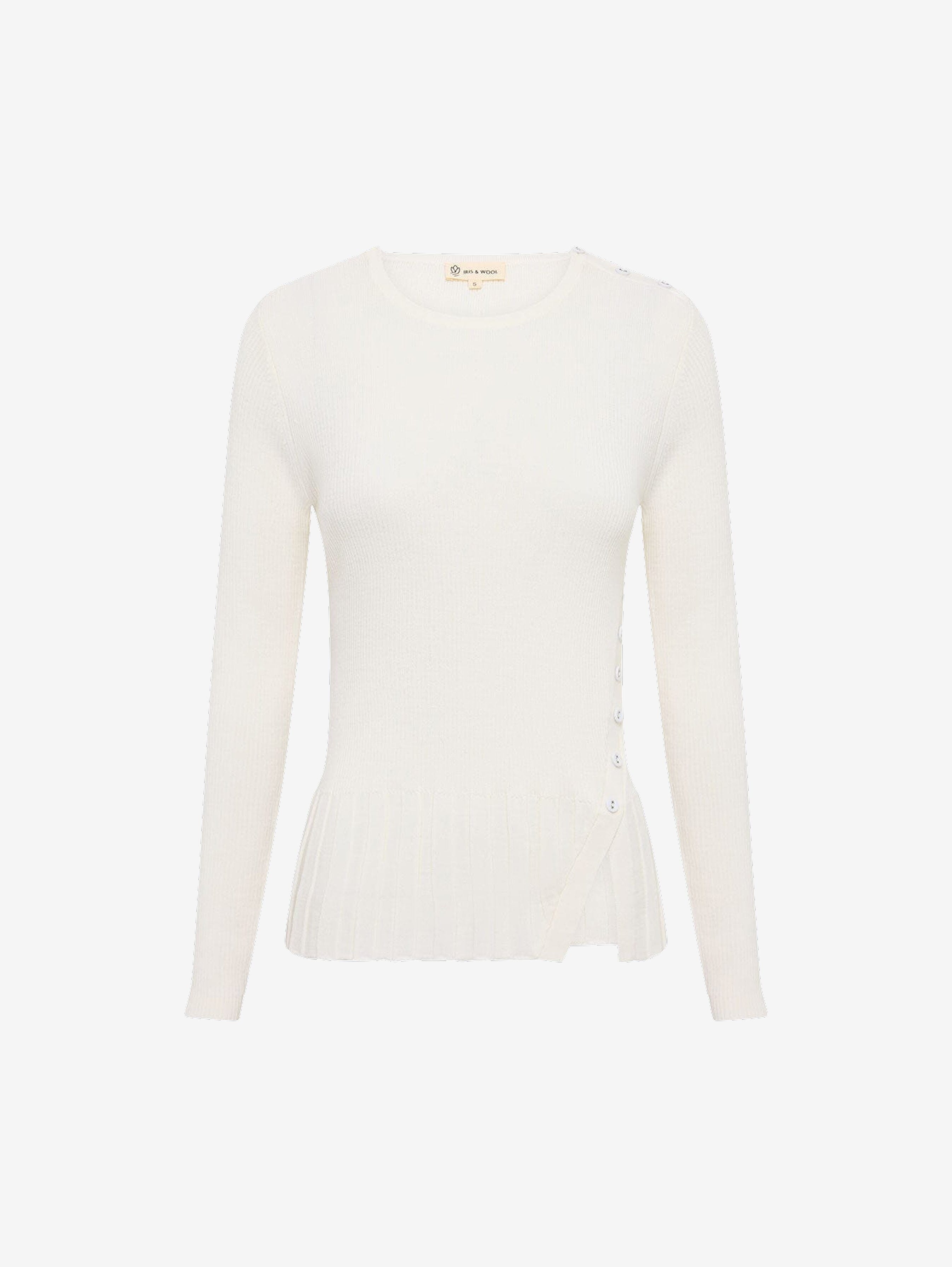 Rib Asymmetric Button Top Knitwear Iris and Wool 
