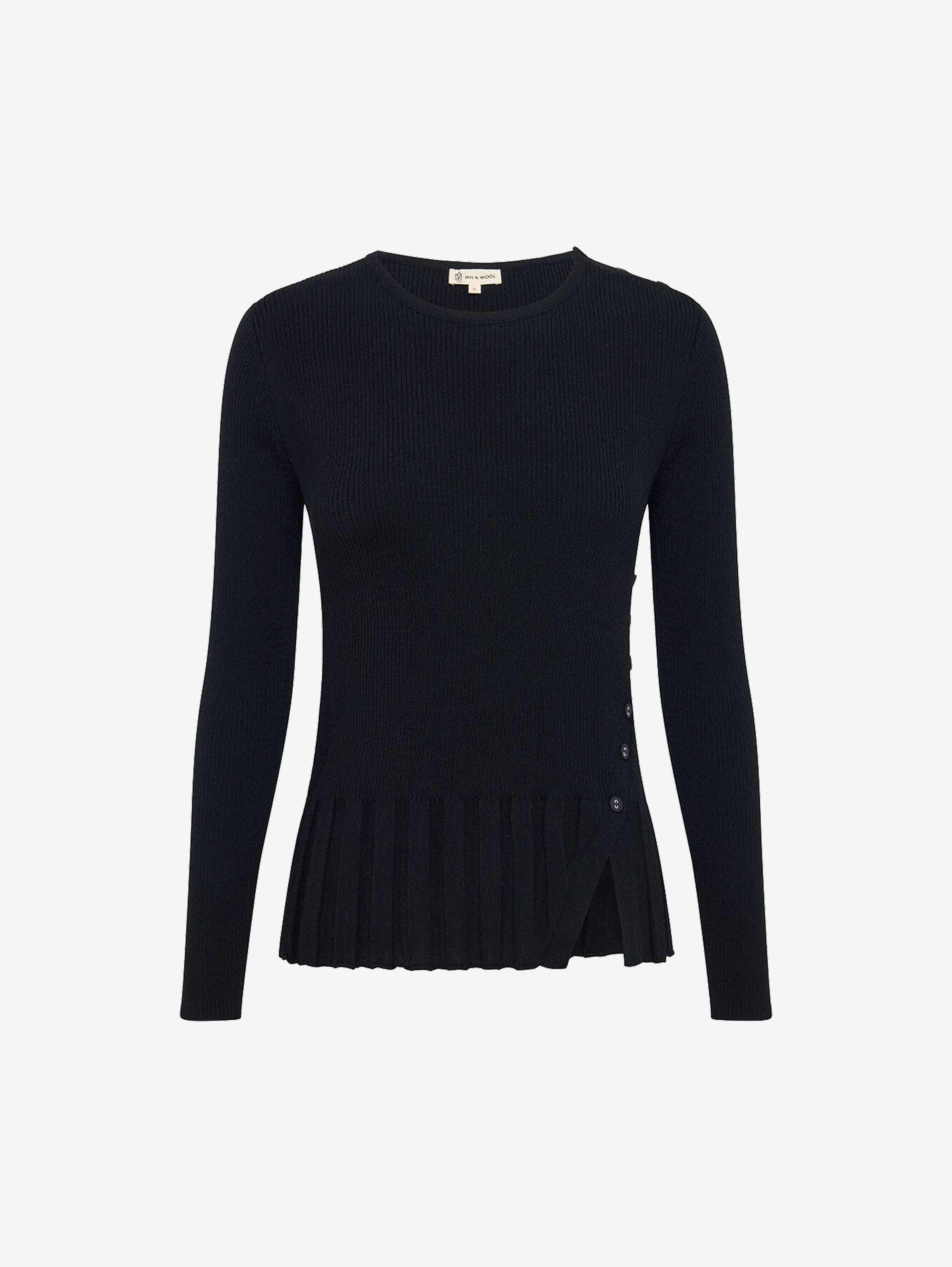 Rib Asymmetric Button Top Knitwear Iris and Wool 