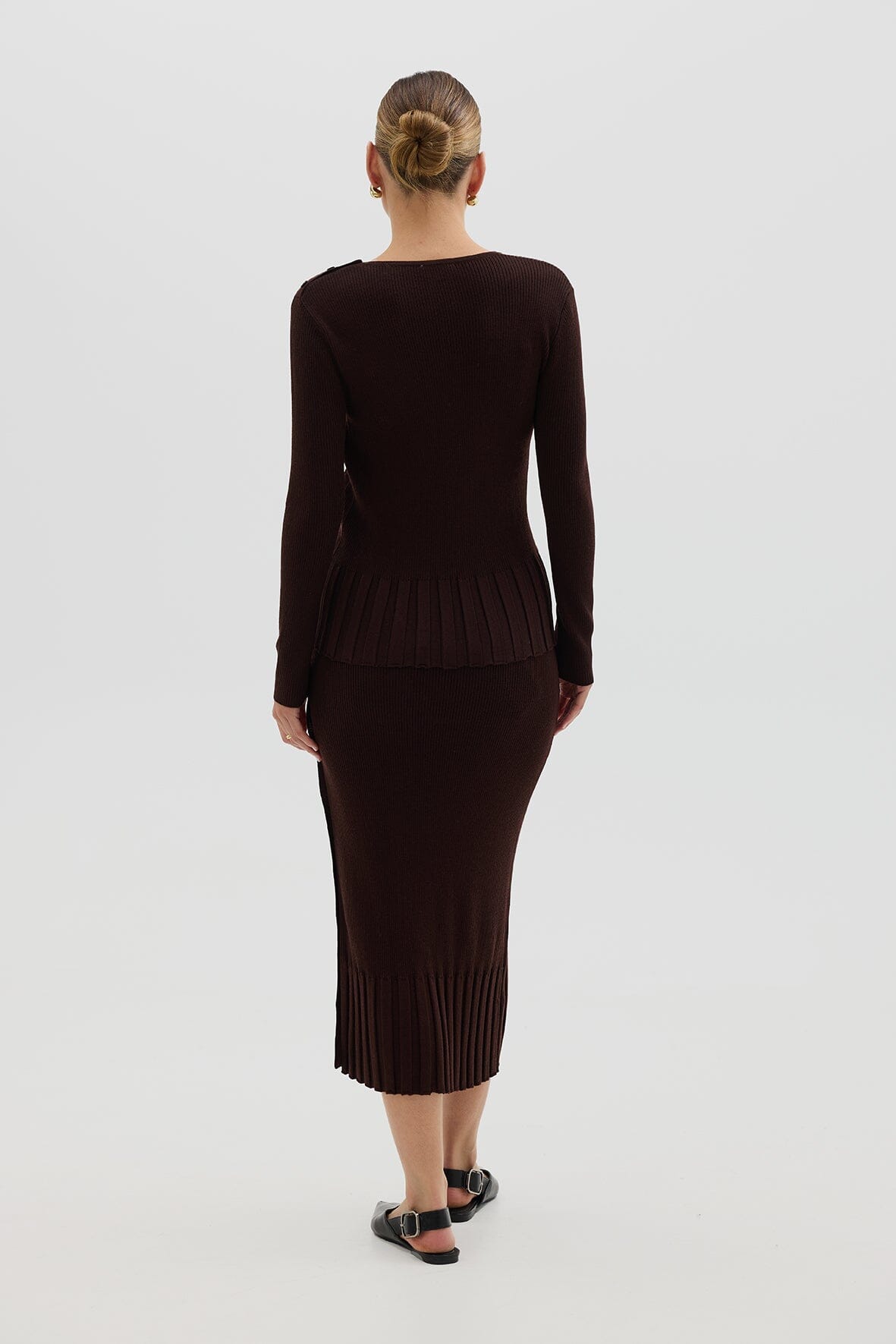 Rib Asymmetric Button Top Knitwear Iris and Wool 