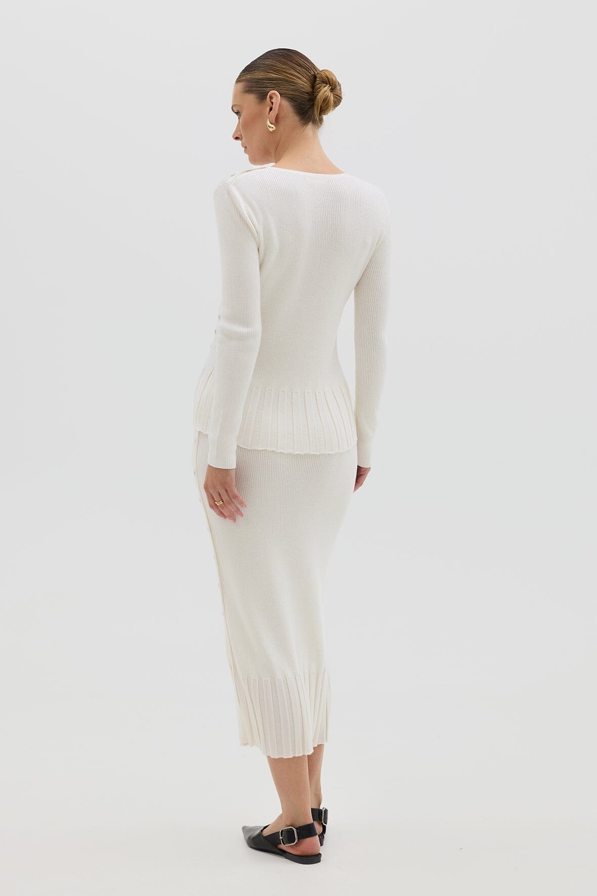 Rib Asymmetric Button Top Knitwear Iris and Wool 