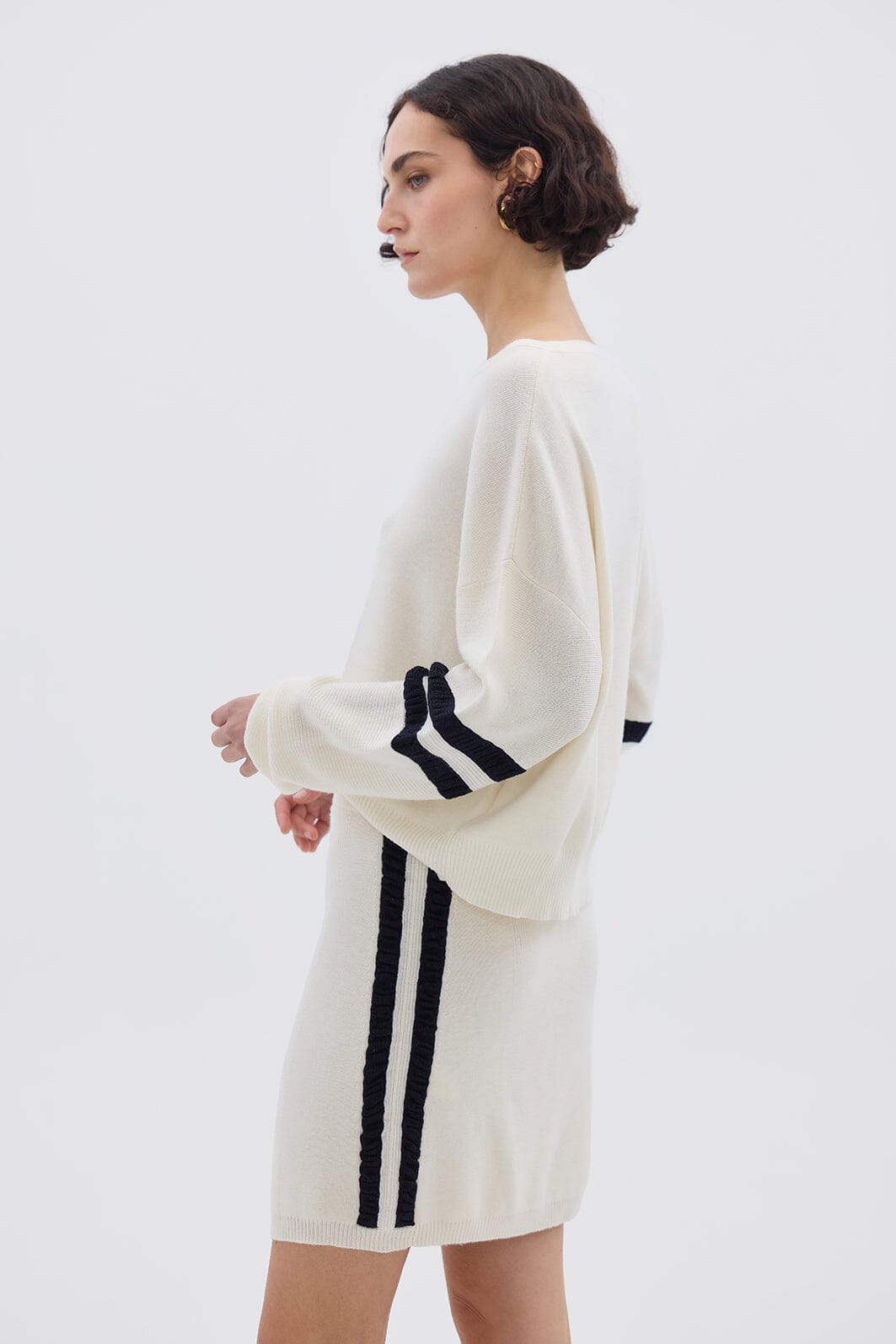 Ruched Striped Rib Skirt Skirt Iris and Wool 