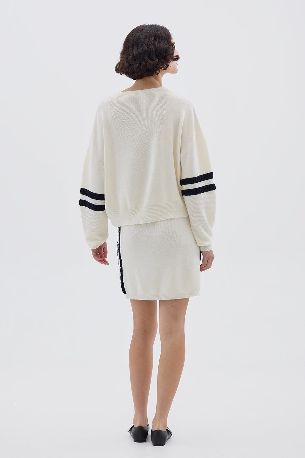 Ruched Striped Rib Skirt Skirt Iris and Wool 