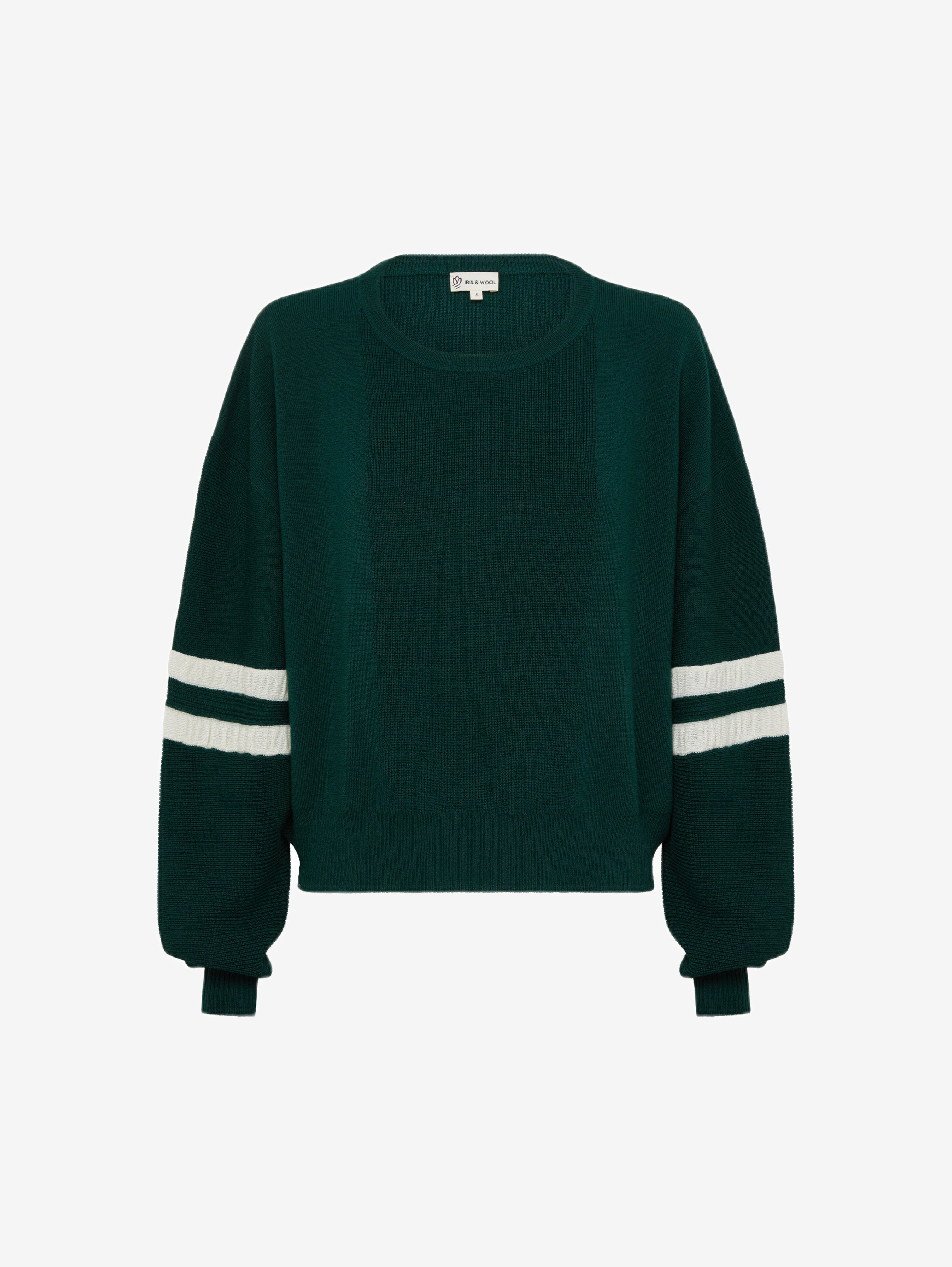 Ruched Striped Rib Sweater