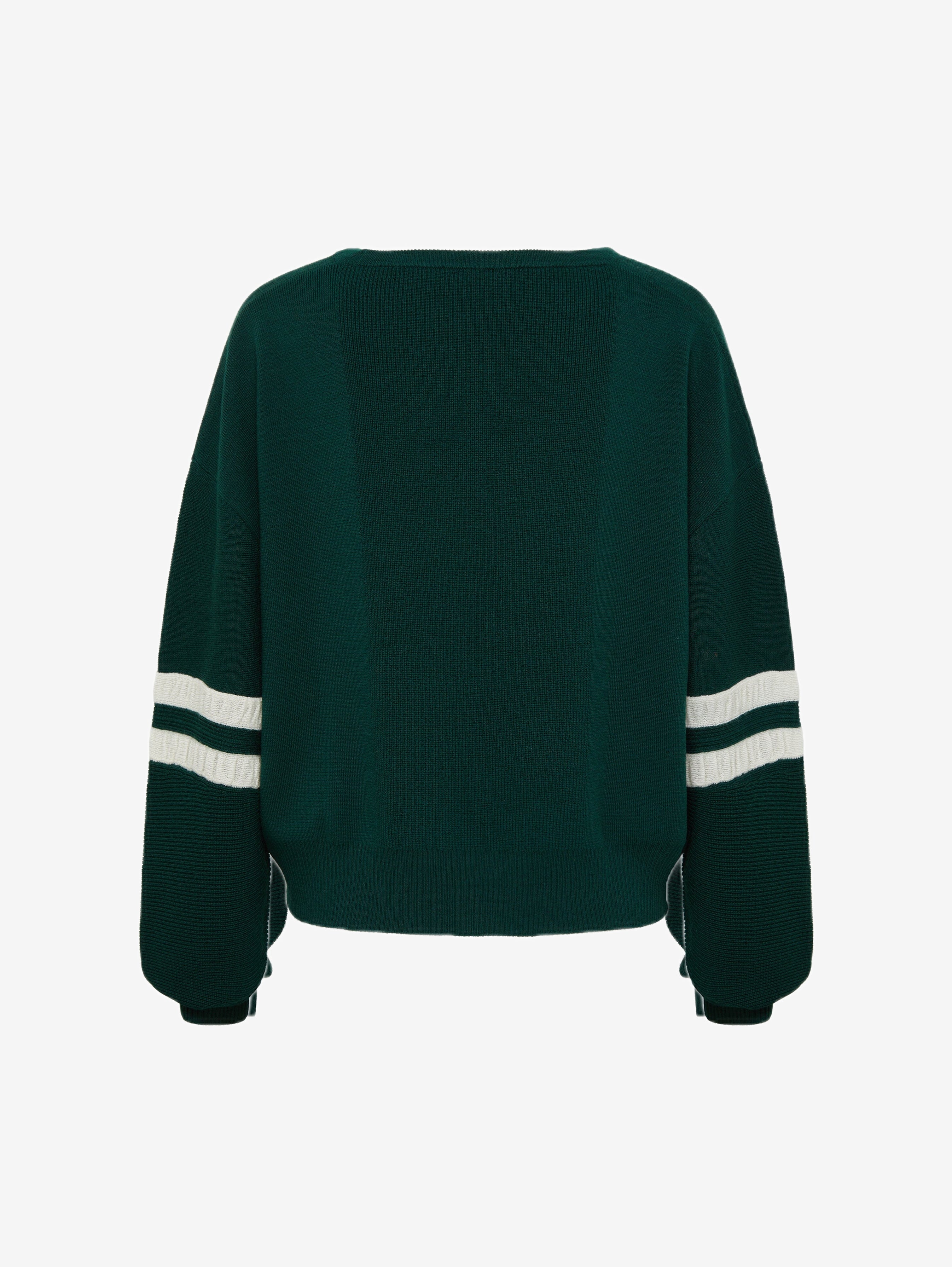 Ruched Striped Rib Sweater