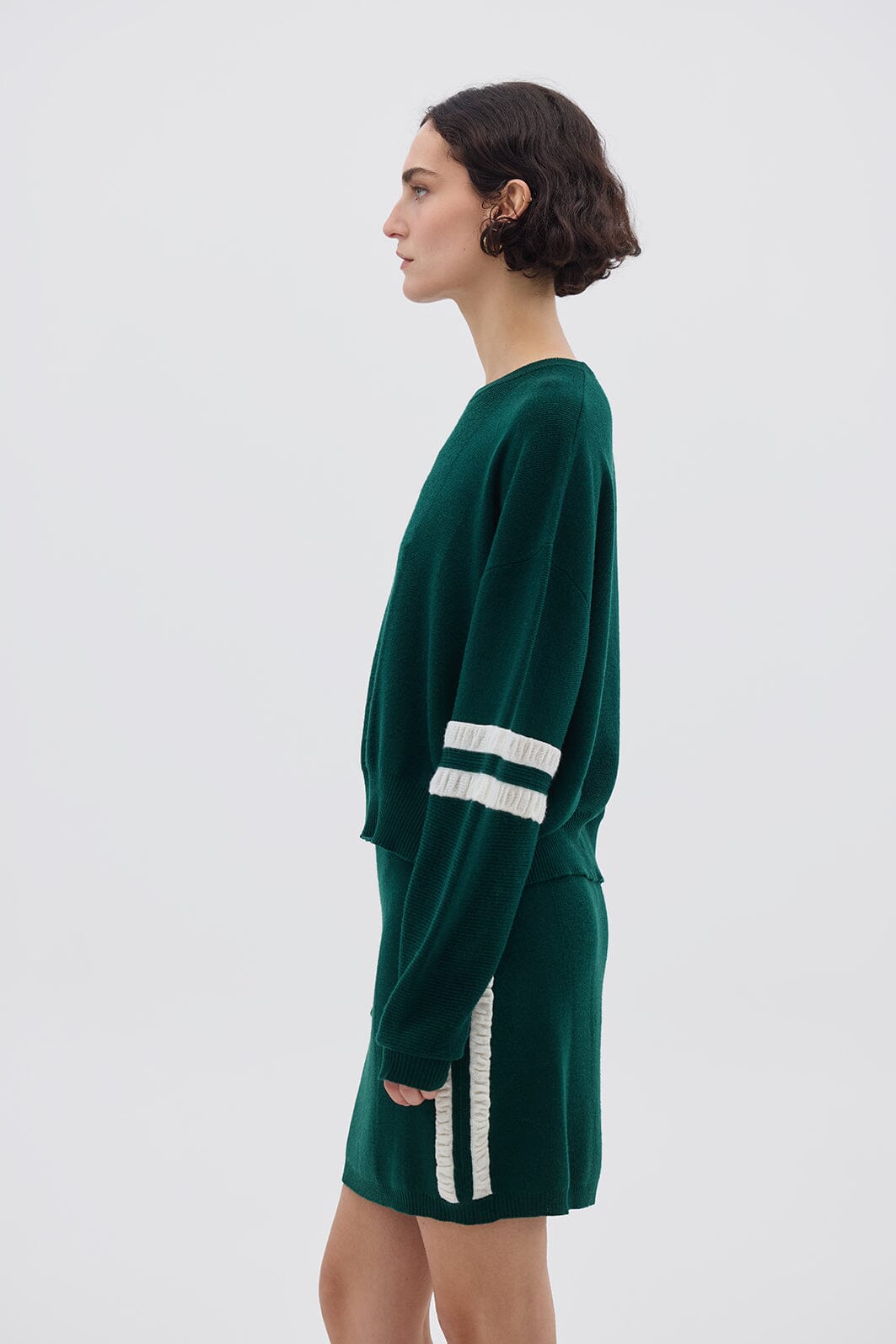 Ruched Striped Rib Sweater Knitwear Iris and Wool 