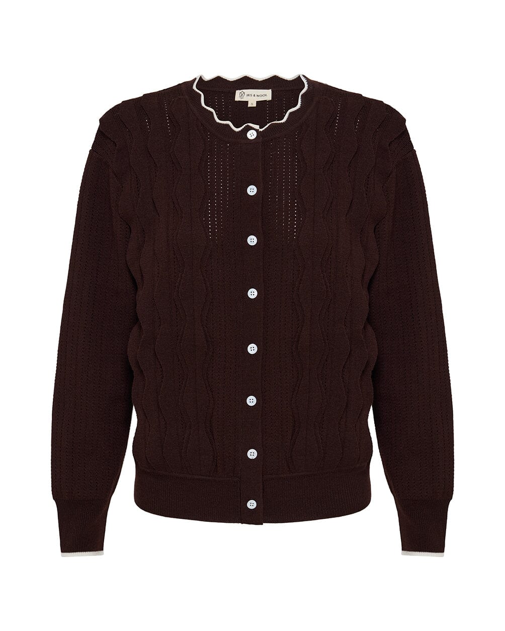 Scallop Trim Cardigan Knitwear Iris and Wool 