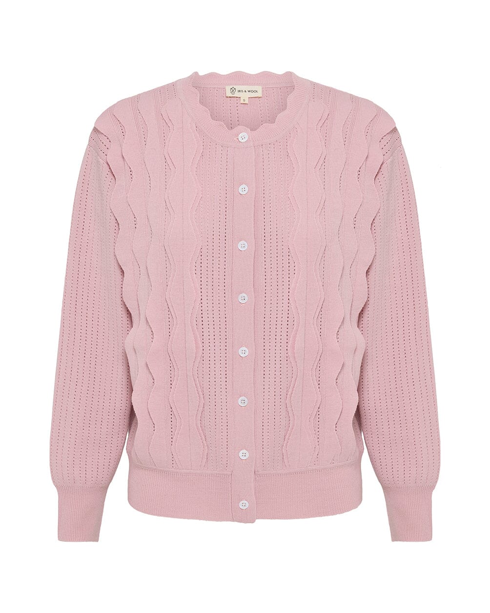 Scallop Trim Cardigan Knitwear Iris and Wool 