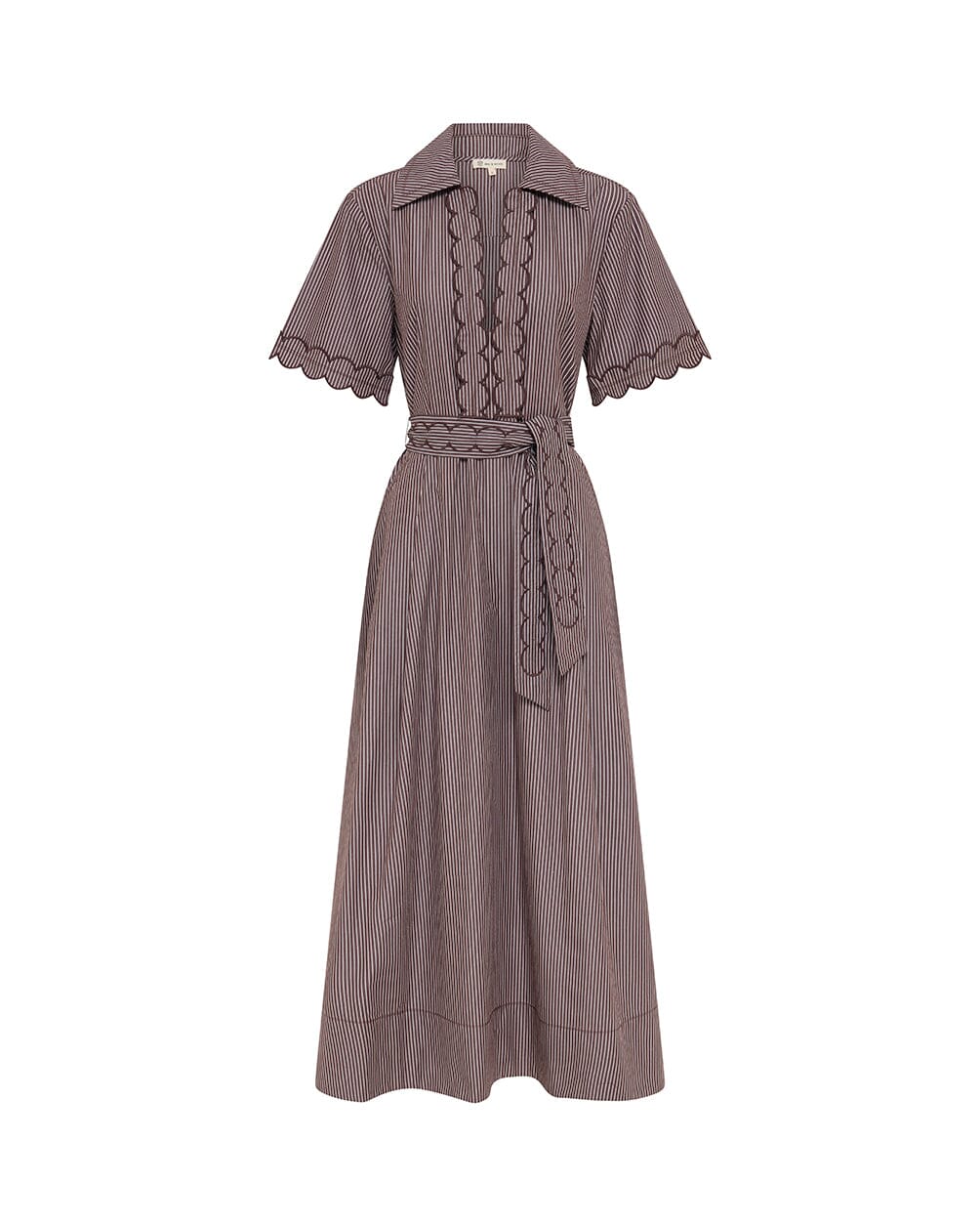 Stripe Cutwork Trim Shirt Dress Dresses Iris and Wool 