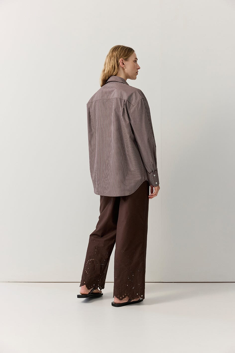 Striped Poplin Scallop Edge Shirt Shirts & Tops Iris and Wool 