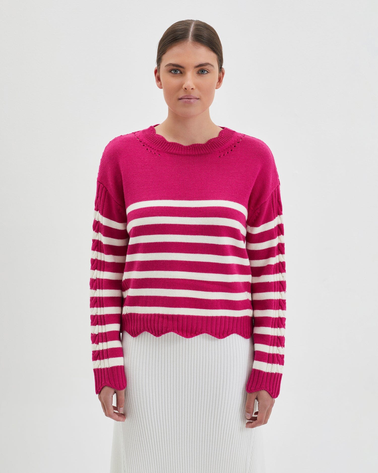 Striped Scallop Sweater Knitwear Iris and Wool 