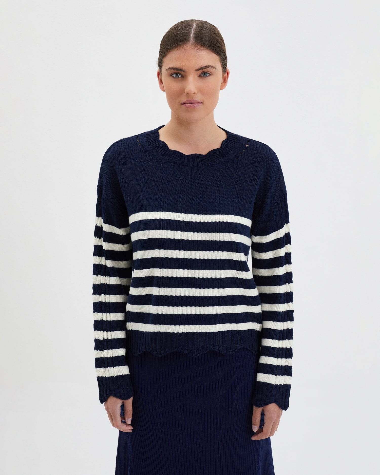 Striped Scallop Sweater Knitwear Iris and Wool 