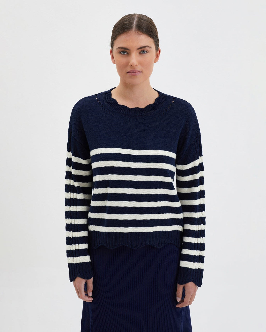 Striped Scallop Sweater Knitwear Iris and Wool 