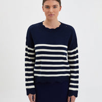 Striped Scallop Sweater Knitwear Iris and Wool 
