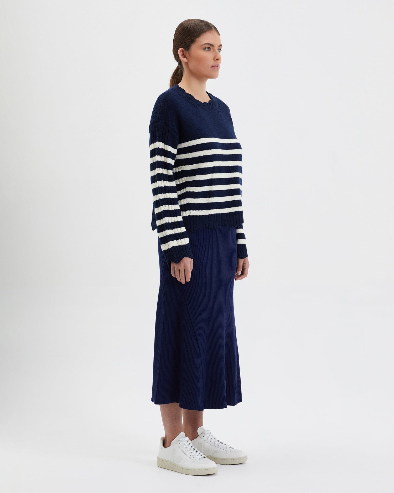 Striped Scallop Sweater Knitwear Iris and Wool 